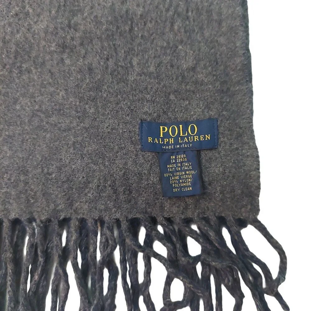 POLO Ralph Lauren 80s Vintage Blue & Gray Scarf Embroidered Polo Logo Scarves